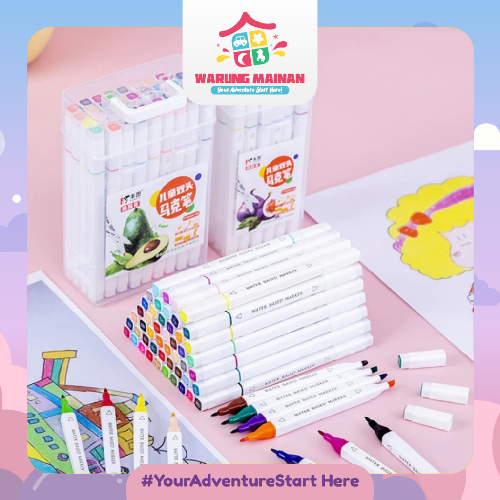 

[WARUNGMAINAN] [ATK07] Spidol Warna Spidol Sketch Marker Spidol Warna 2in1 Spidol Sketsa Double Pen