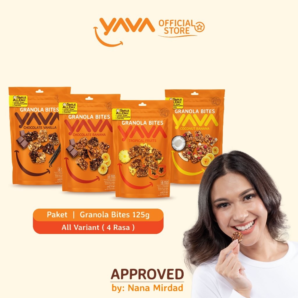 

YAVA Paket Granola Bites 4 Rasa Halal Kaya Serat