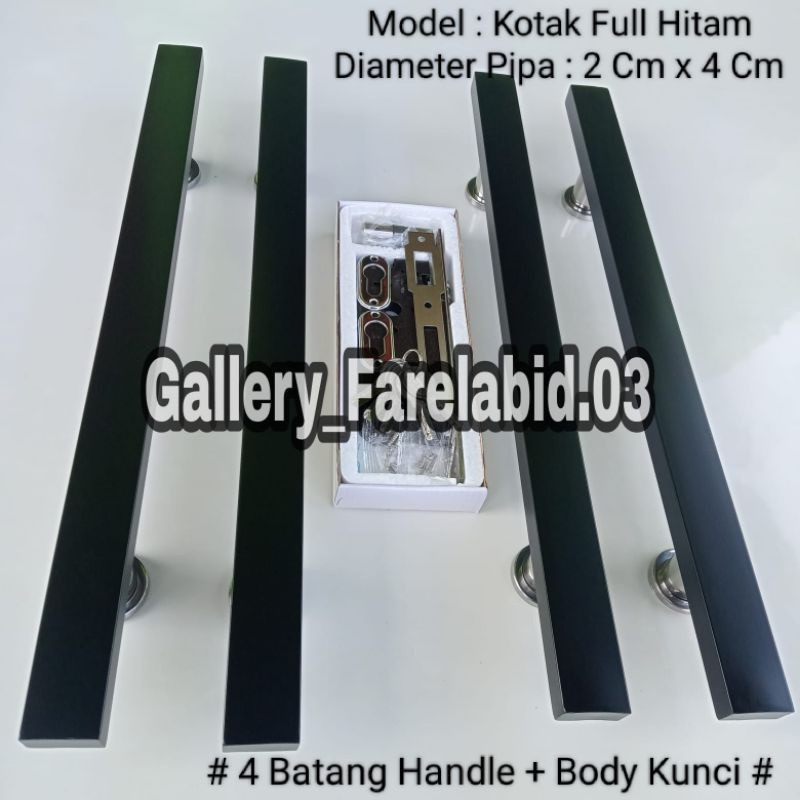 80 Cm Handle Pintu Rumah Stainless Steel Kotak Hitam Set Body Kunci Gagang Pintu 60 Cm Pegangan Pint
