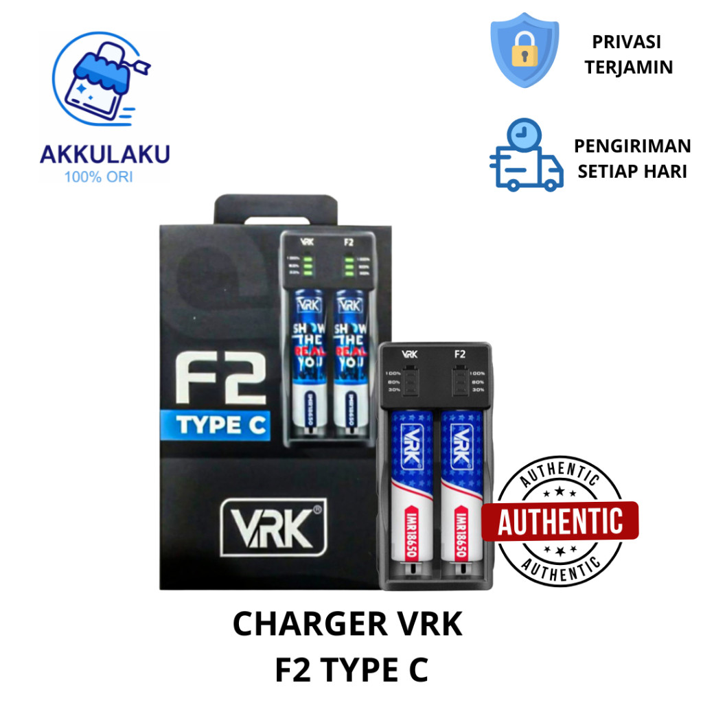 NEW (Authentic) VRK F2 Type C Charger - VRK Charger Baterai 2 Slot | Charger Batre VRK PREMIUM