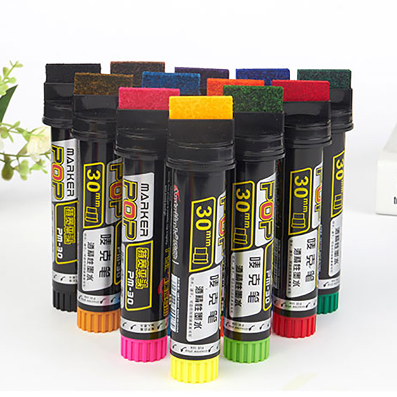 

12PCS POP Waterproof Paint 30MM 20MM 12MM Permanent Refillable Marker Pen Sketching Graffiti Markers Poster Pen School Supplies