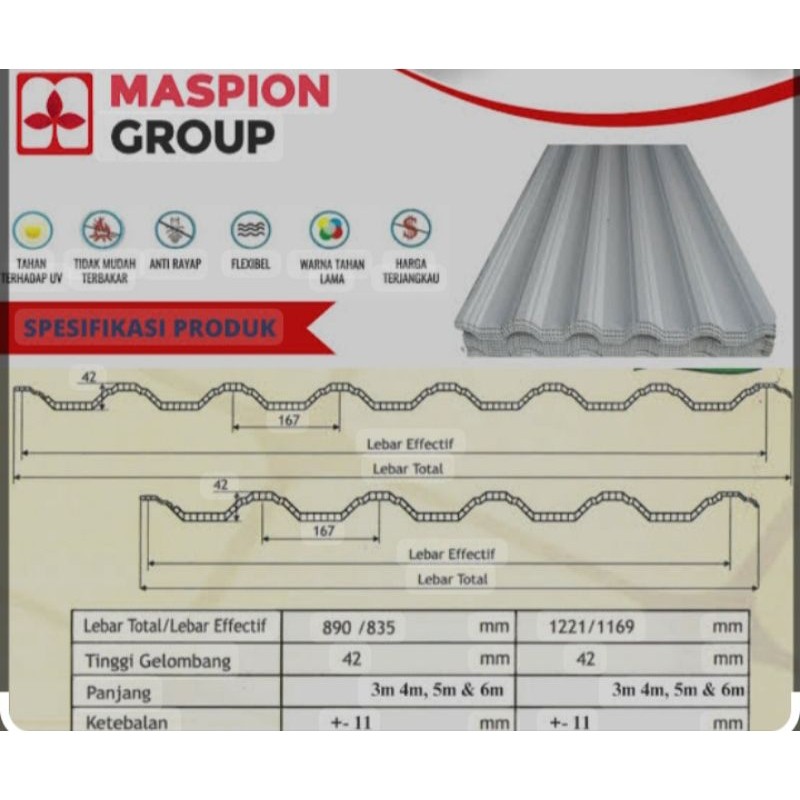 BUPESHOP Atap UpVc Double Layer Maspion Superroof