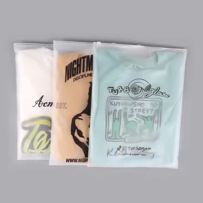

Customized logo clothing packaging bag frosted zipper bag T-shirt swimsuit storage bag corporate product packaging printing logo
