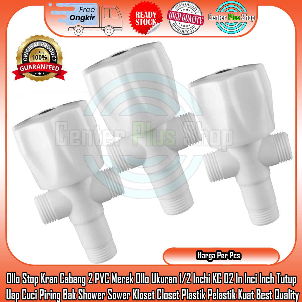 Ollo Stop Kran Keran Air Cabang 2 PVC Merek Ukuran 1/2 Inchi KC 02 In Inci Inch Ballvalve Buka Tutup