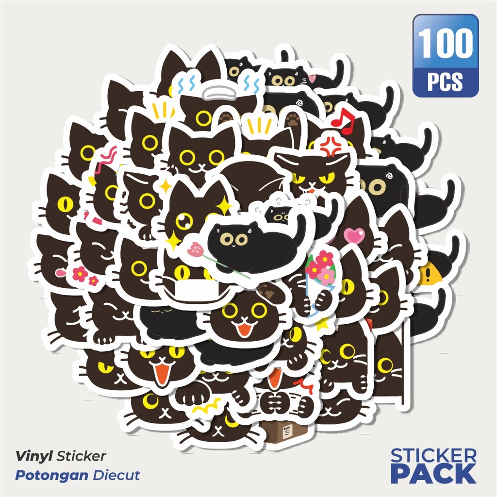 

Stiker Vinyl Stiker Kucing Hitam Lucu Stiker Waterproof Aesthetic- Untuk Laptop, Motor, dan Helm - Paper Stationery Pack