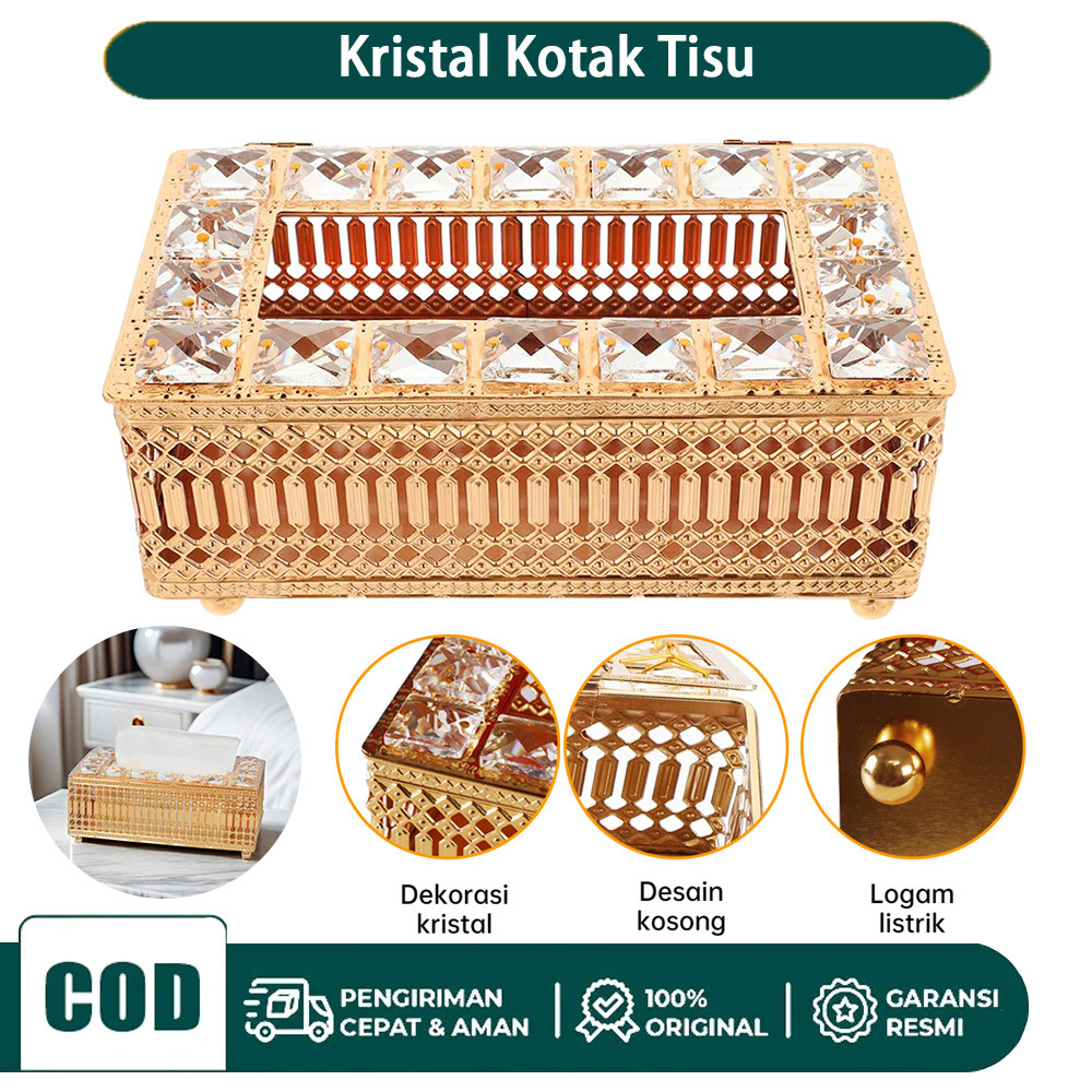 Kotak Tisu Kristal Gold Kristal Kotak Tisu Kaca Mewah Tempat Tissue Kotak Tisu Mobil Tempat Tisu