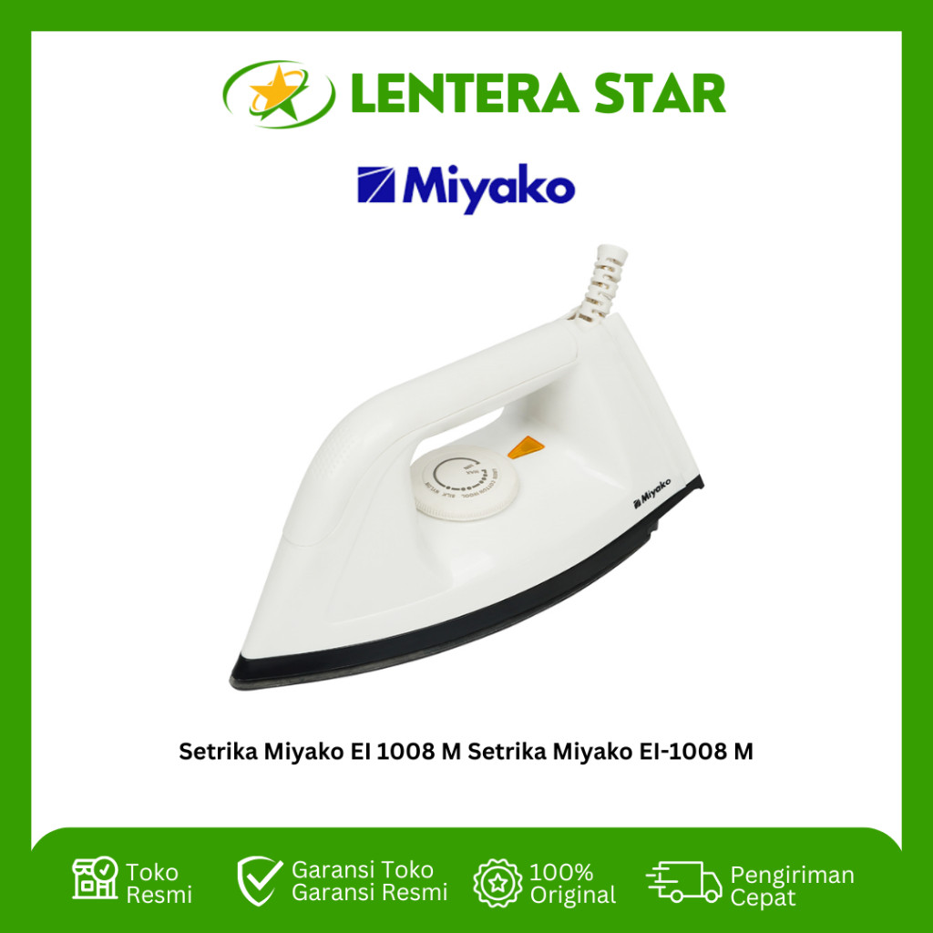 Miyako Setrika Anti Lengket Dry Iron Hitam Biru EI 1008 M Setrika Miyako EI-1008 M