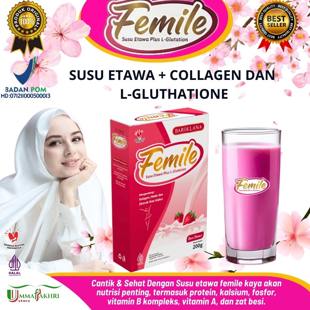 

002 Femile Susu Kambing Etawa Dengan L-Glutathione, Kolagen, Ikan Gabus, Dan Madu – 200g Cantik Alami