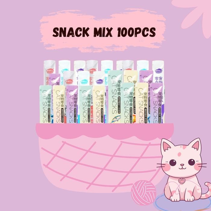 

Makanan Kucing Mix 100pcs 50pcs 500gr 1 kg/ Snack Kucing/ Cemilan Kucing Wet Cat Food Creamy /Makanan Hewan Peliharaan - 50 pcs campur