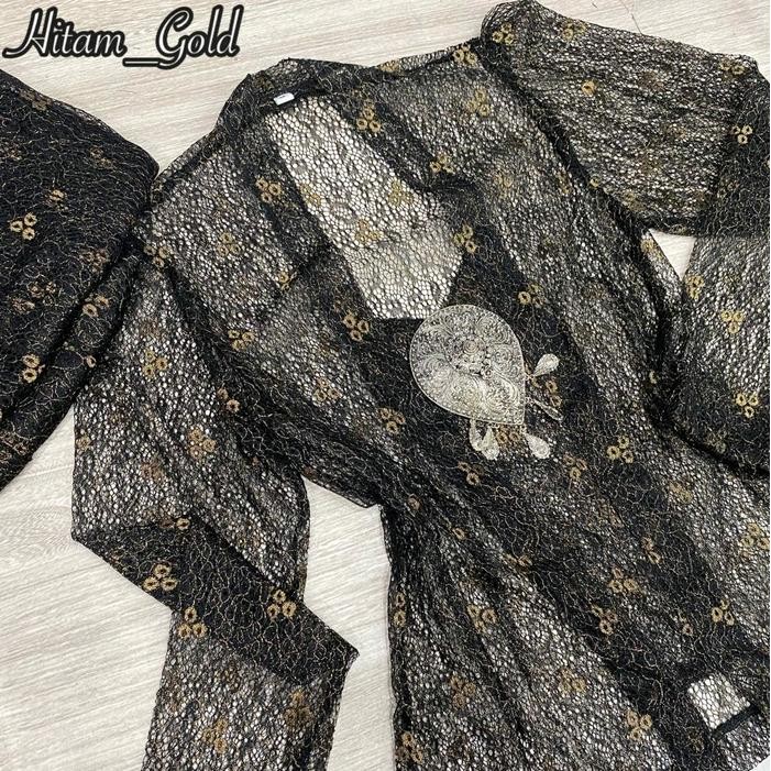 kebaya jadi brokat spesial warna hitam gold Atasan Wanita-0204 - hitam gold, s