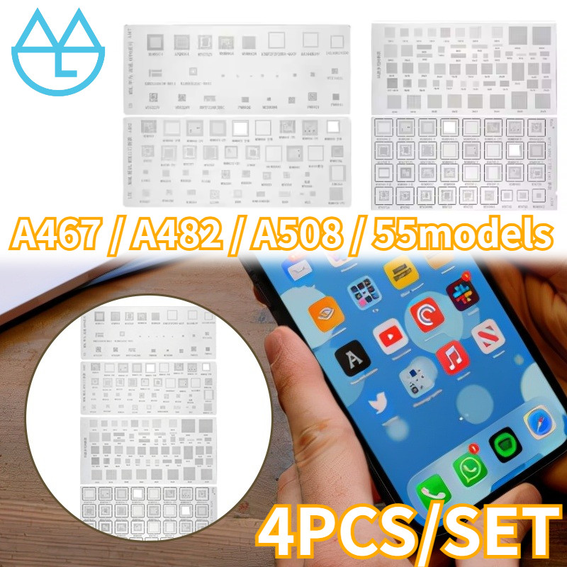 4PCS/set Cetakan Universal IC Plat Amaoe Amaoe A467 / A482 / A508 / 55Models / Stencil Plat BGA Univ