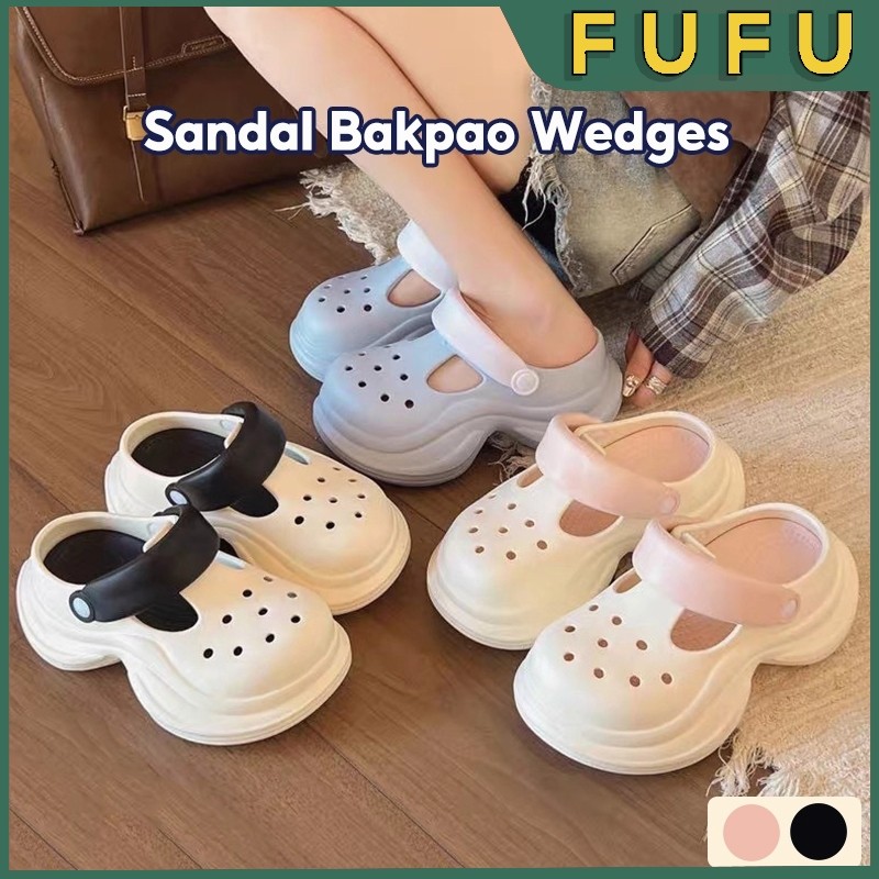 FUFU Sepatu Wanita Korean Style / Sandal Wedges / Sandal Baim / Sandal Slop Wanita / Sendal Wanita /
