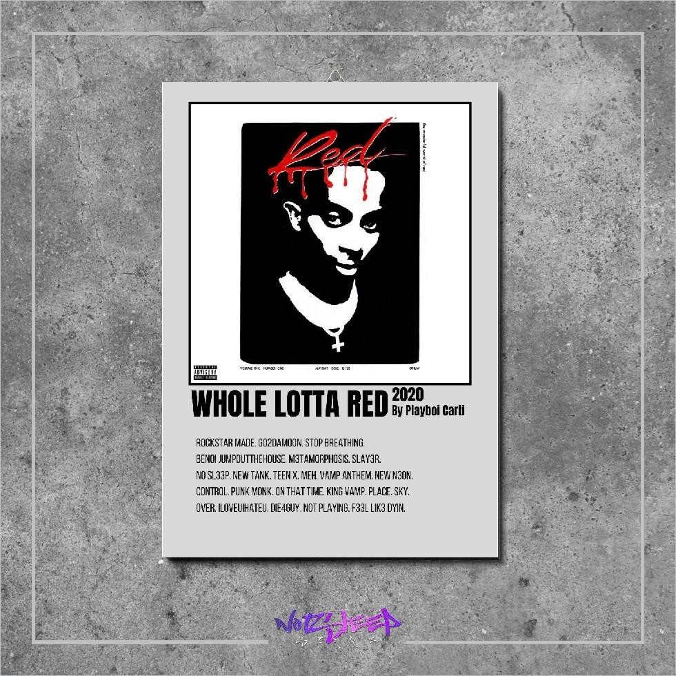 Poster Kayu Poster Kayu Dekorasi kamar Cover Album Musik  Whole Lotta Red  Playboi Carti Hiasan Dind