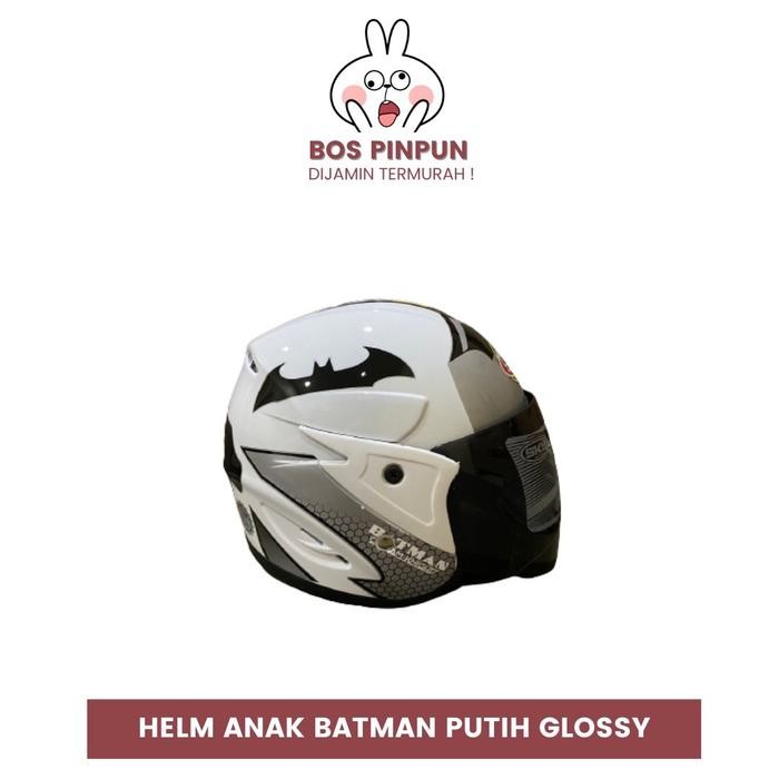 Helm Anak Batman Putih Glossy SNI Terlaris Termurah - -, -     Terlaris