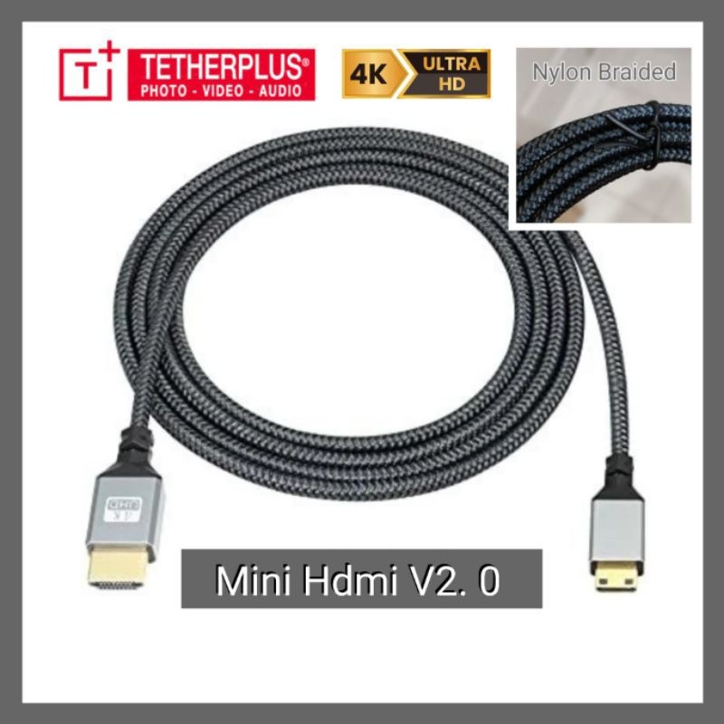 TetherPlus 5 Meter Kabel HDMI to Mini HDMI V2.0 Ultra 4K Full HD for Camcorder SLR cameraCO