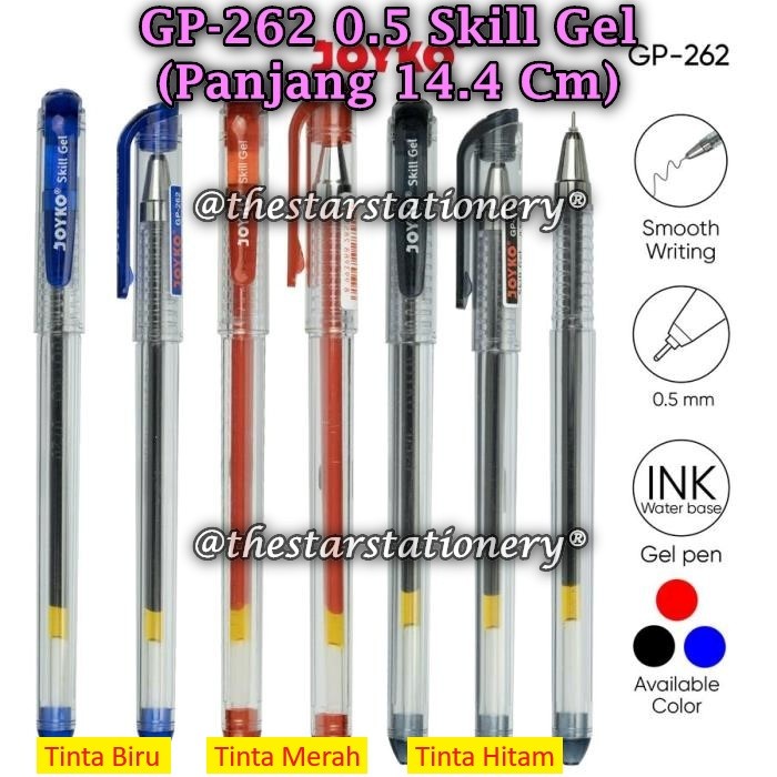

(1 Pak/12) GROSIR Gelpen JOYKO GP-262 Skill Gel 0.5 mm Gel Pen Pulpen Pena Joyko GP-262 0.5 (Pak/12)