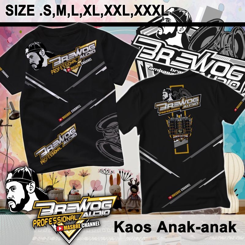 KAOS ANAK KEREN T-shirt / Kaos Distro Anak-anak Brewog Audio A6 BISA CUSTOM NAMA Laki-laki dan Perem
