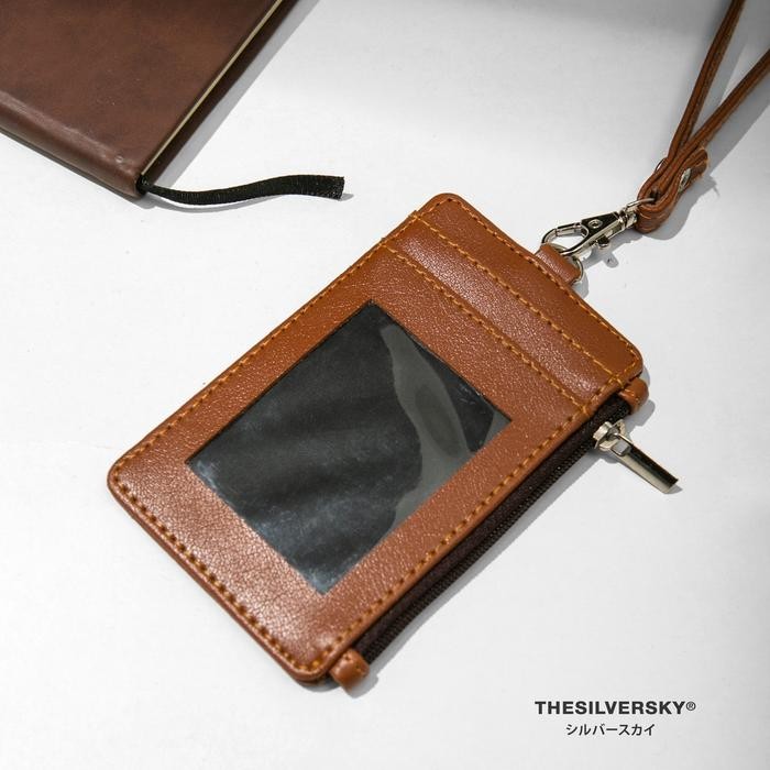 

【YANA-M】DISKON!!! Thesilversky lanyard id card kulit premium - Brown, Polos