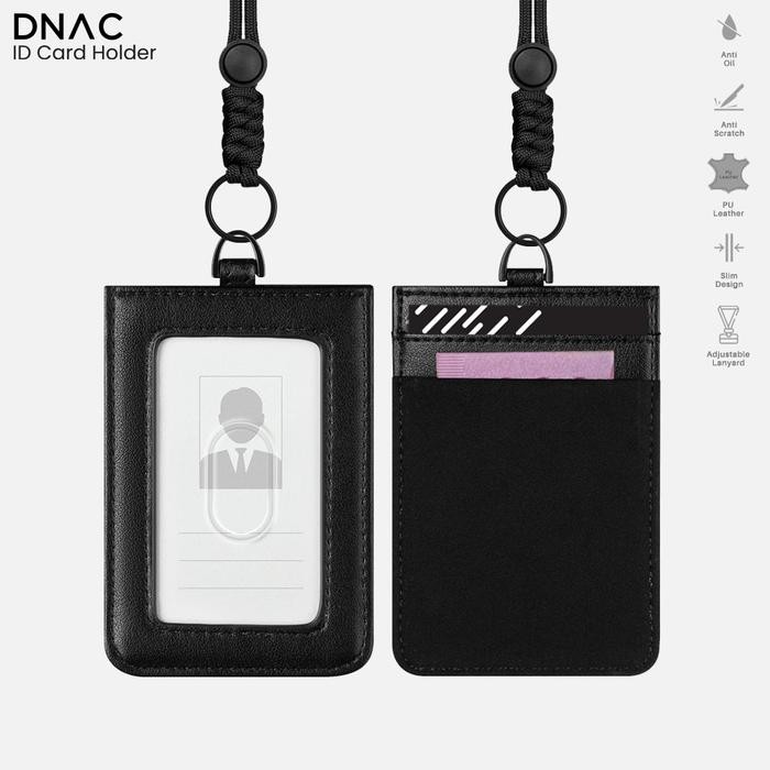 

【YANA-M】FLASH SALE!!! DNAC ID Card Holder with Lanyard Money Pocket - Black - CARBON BLACK, Non Bundle