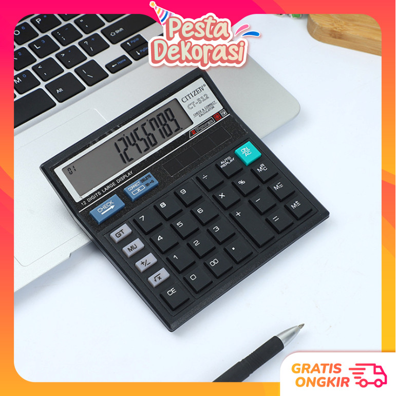 

PESTA DEKORASI 6551 Kalkulator CT512 12 Digit Kalkulator Dagang CT512 Kalkulator Dual Power 12 Digits Dual Power Calculator