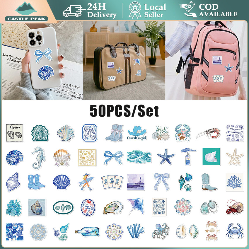 

Stiker Pack Lucu gaya biru laut Stiker INS Vinyl - Desain Aesthetic Laut Dalam Biru Tua untuk Dekorasi Buku, Koper, Botol Casing HP Laptop Helm Motor