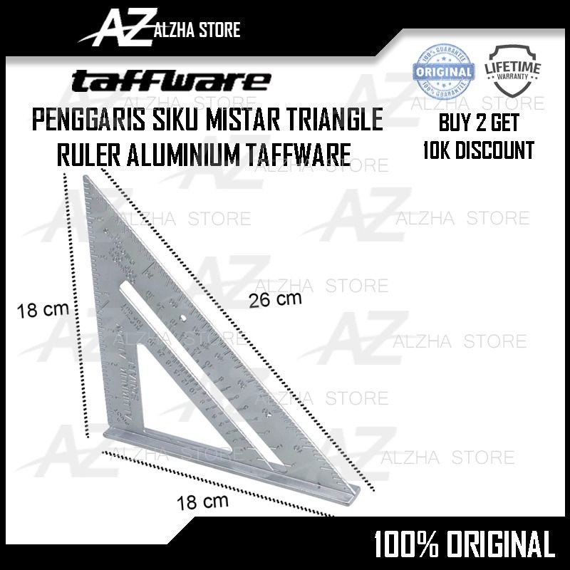 

[BEST QUALITY] Penggaris Siku Mistar Triangle Ruler Aluminium Taffware