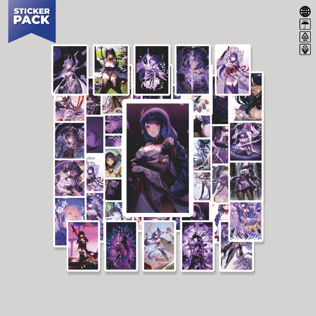 

[100PS]Stiker Pack Stiker Poster Anime Purple/Ungu Dekorasi Lucu Kreatif untuk Notebook, Skateboard, HP