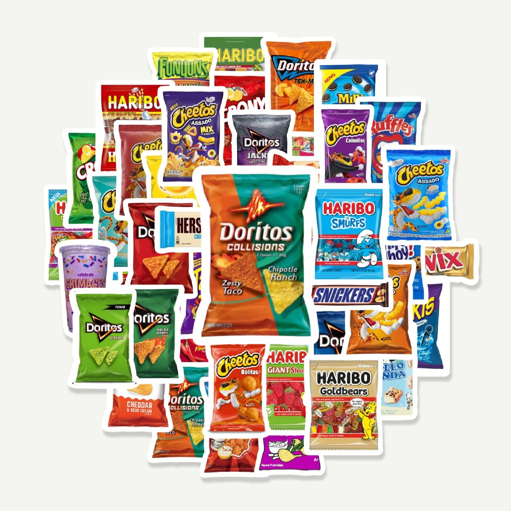 

Sticker Pack Stiker Desain Makanan Ringan & Permen | Sticker TUMBLR | Stiker LAPTOP KOPER HELM