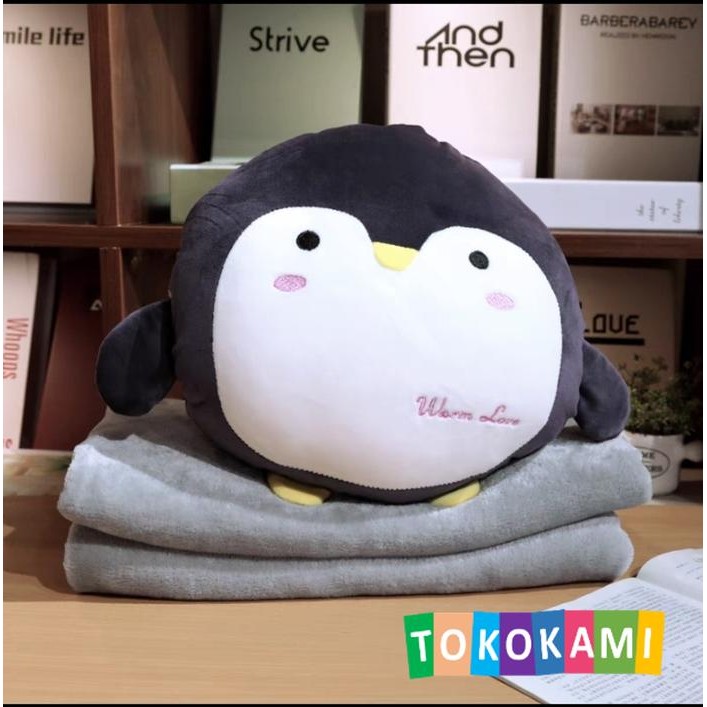 Boneka Balmut Bantal Selimut Sea Animals Whale Paus and Penguin - Penguin