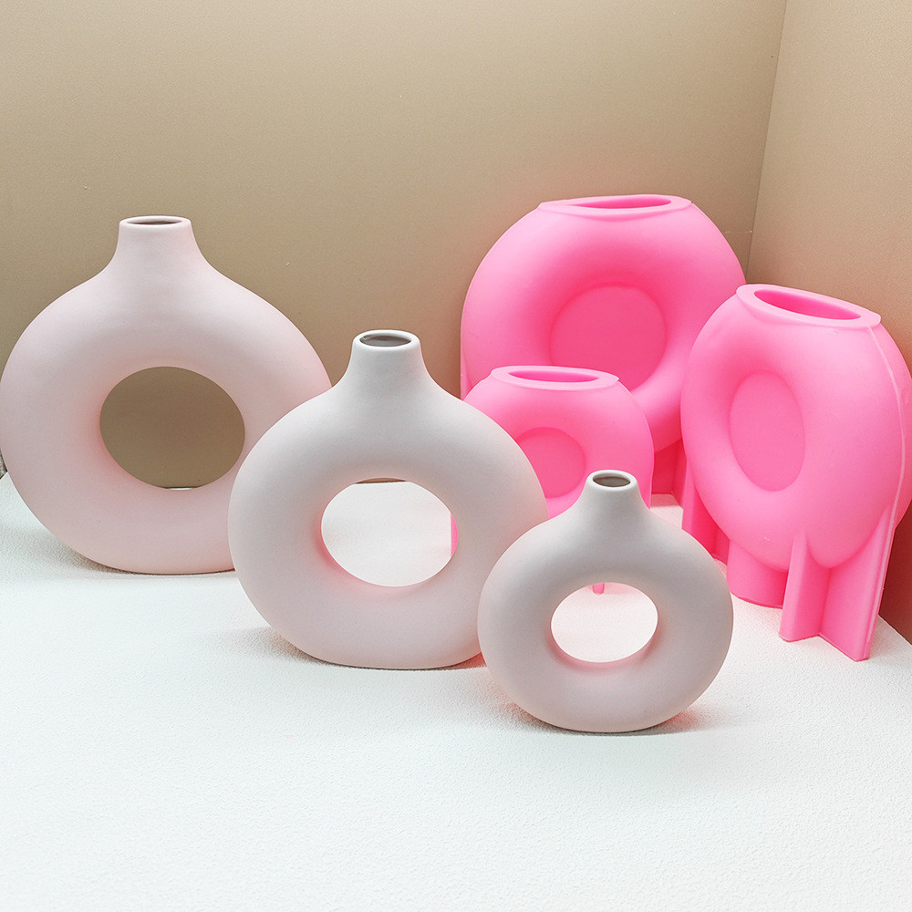 

Scandinavian Vase Circle Silicone Mold Ins Ornament Creative Small Diameter Donut Vase Mould Epoxy Resin Molds