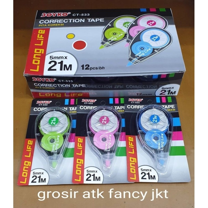 

CT 533 Tipex Kertas Correction Tape Pita Koreksi Penghapus Joyko CT-533 ( 21 meter x 5 mm )