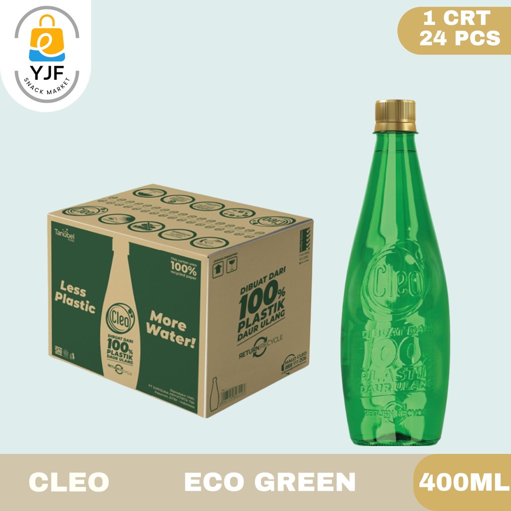 

Cleo Eco Go Green 400ml - 24 PCS / Air Mineral / Air Minum Botol Hijau