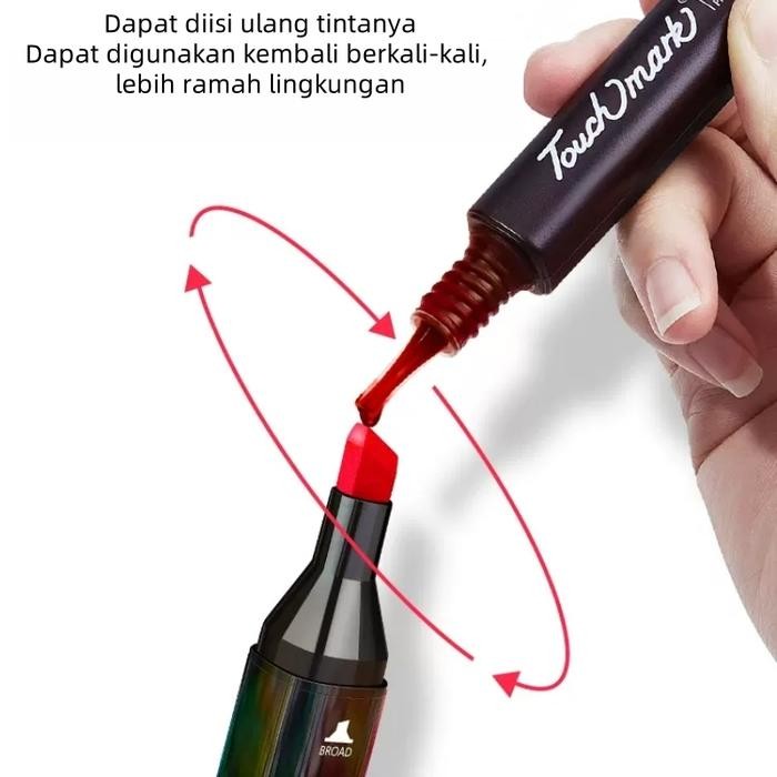 

TERLARIS! MW Spidol Warna Warni 1 Set Sketch Marker 2 Tip Touch Marker 24/48/60/80/100/120/168/204/262 Warna - 24 Warna