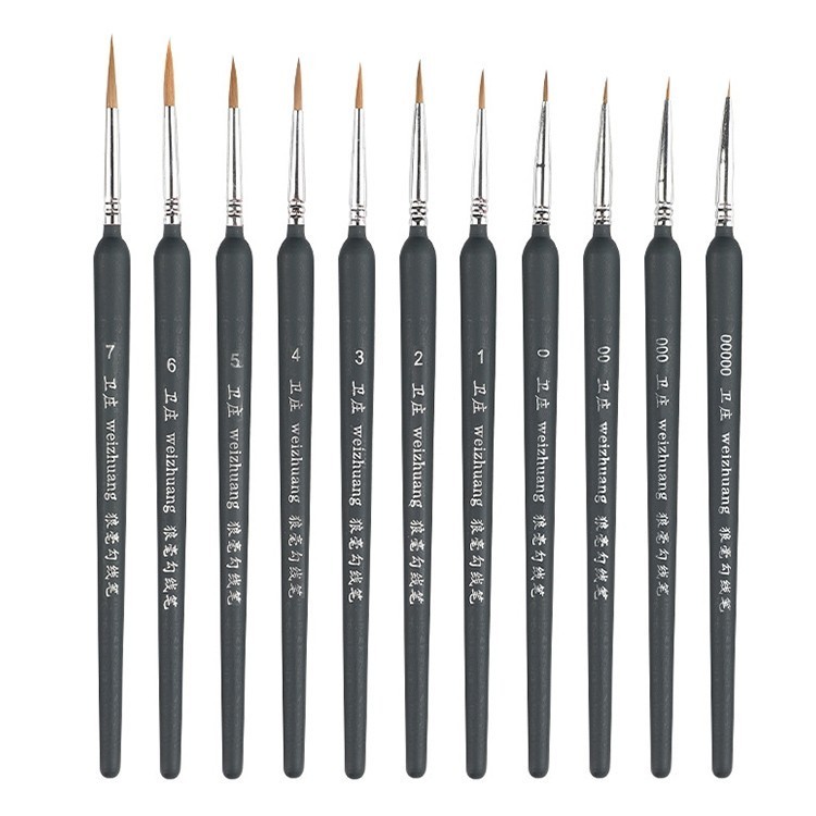 

Kuas Lukis Liner Weizhuang Tip Nylon Bulat 11pcs SET / Wei Zhuang Round brush Set Detailing