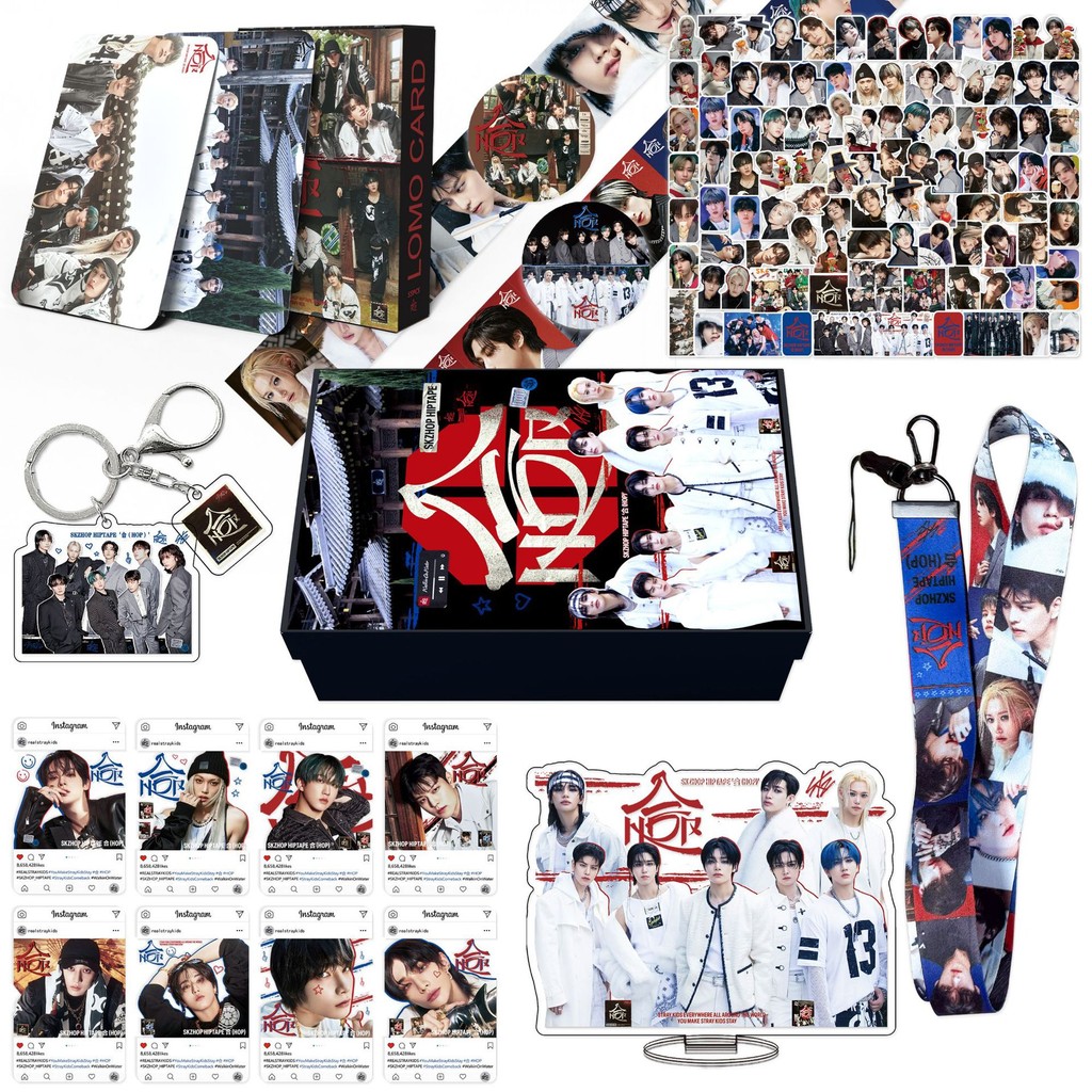 

Korean Entertainment SK Gift Box New Album Combo (HOP) Merchandise Han Lee Know Stand Sticker Card Lanyard Set