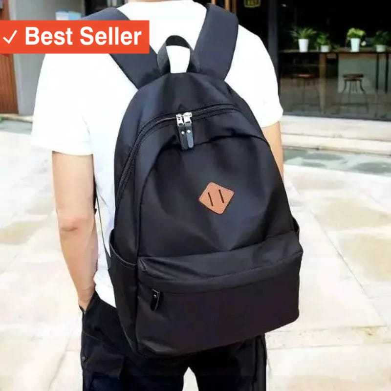 Termurah Bahan Premium Kekinian Viral Korean Style / Tas Ransel Sekolah Anak Hitam Polos
