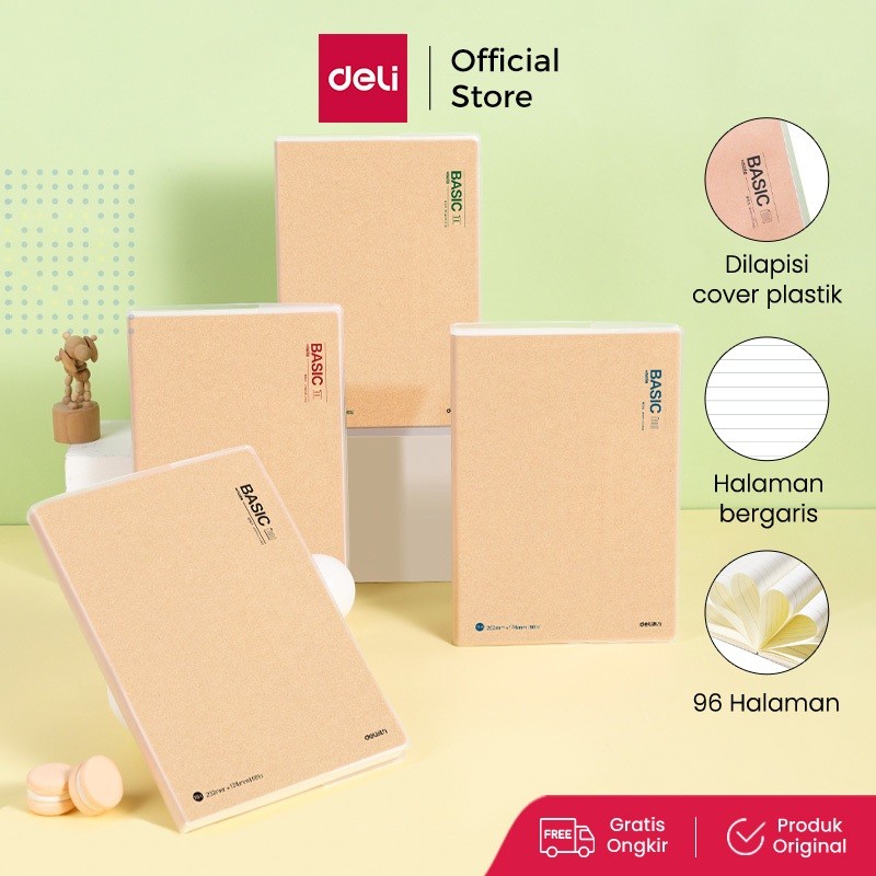 

Deli buku notebook sampul plastik B5 96 lembar, desain kecil dan lucu T1696