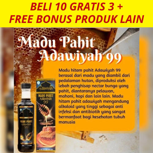 

[ BELI 10 GRATIS 3 ] Madu Hitam Pahit Propolis Sambiloto & Insulin Adawiyah99 BPOM Kencing Manis
