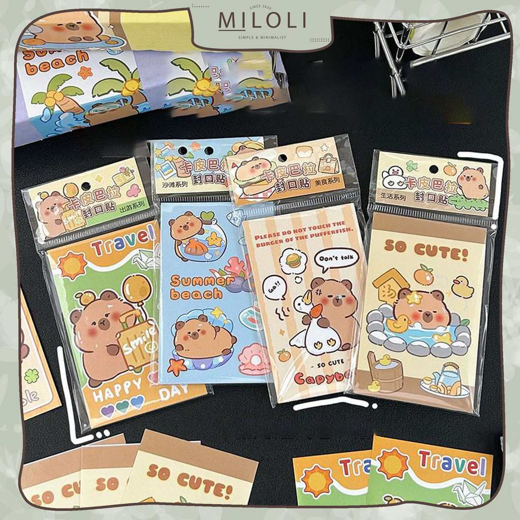 

[MILOLI] 20Lembar STICKER CAPYBARA MINI Sealing Tape Art Paper Stiker DIY Diary Jurnal BUJO Planner Deco Stiker Hias - B0536