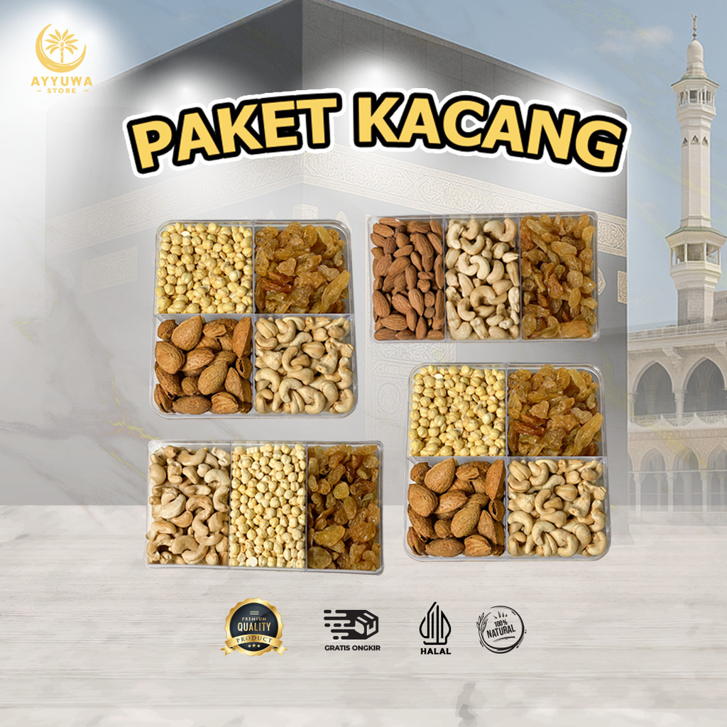 

PAKET KACANG 3IN1 DAN 4IN1 PREMIUM / PAKET HAMPERS KACANG MIX VARIAN / MIX NUT GIFT HAJI DAN UMROH