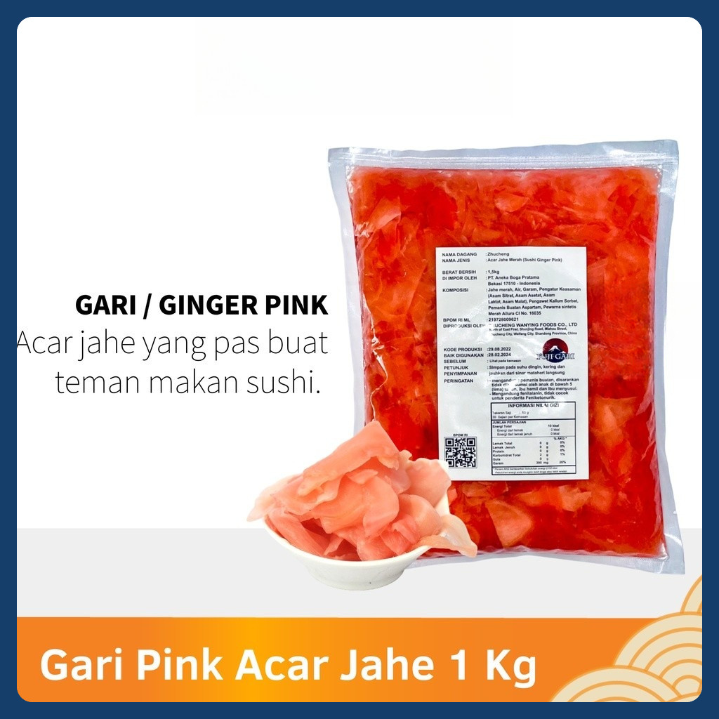 

GARI PINK Acar Jahe Pink Manis 1 Kg Halal │ Gary Import Ginger Pickled for Sushi │ Acar Jahe