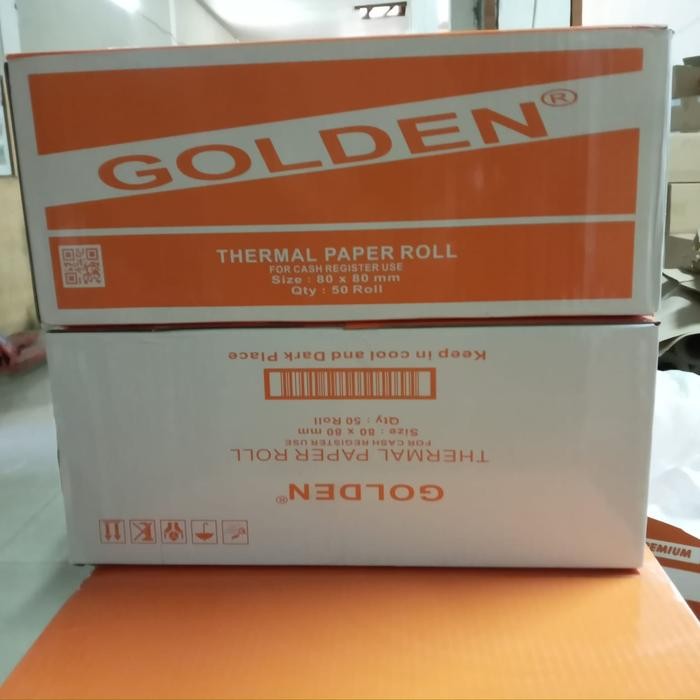 

Thermal paper Golden 80x80mm hasil print hitam 1dus isi 50 roll