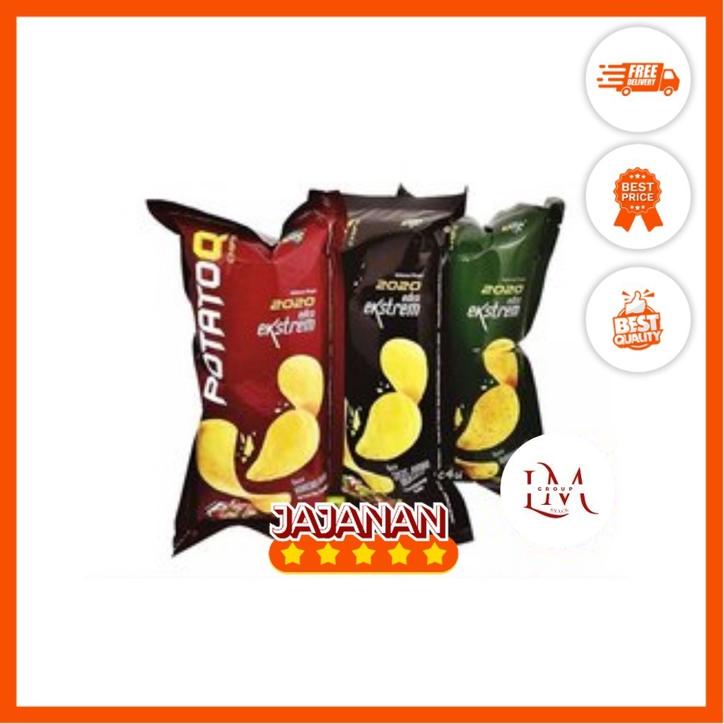 

Potato Q Chips Keripik Kentang 1 Pack Isi 10 pcs @28gr Jajanan Termurah