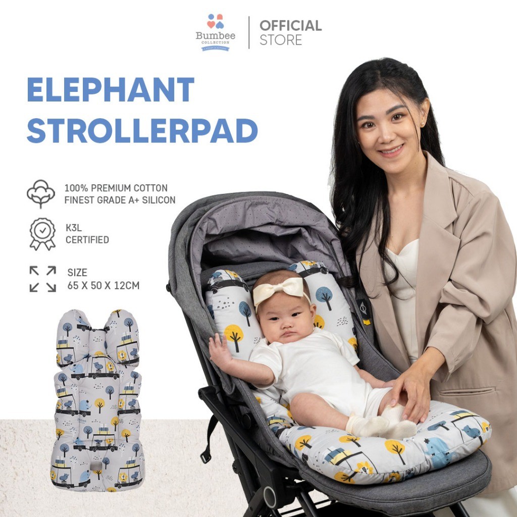 Bumbee Collection - Elephant Stroller Pad Alas Stroller Bayi 3 in 1