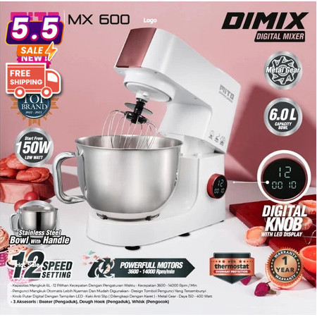 MITO MIXER  / PENGADUK ADONAN ROTI  MX 600  6 LITER GARANSI RESMI