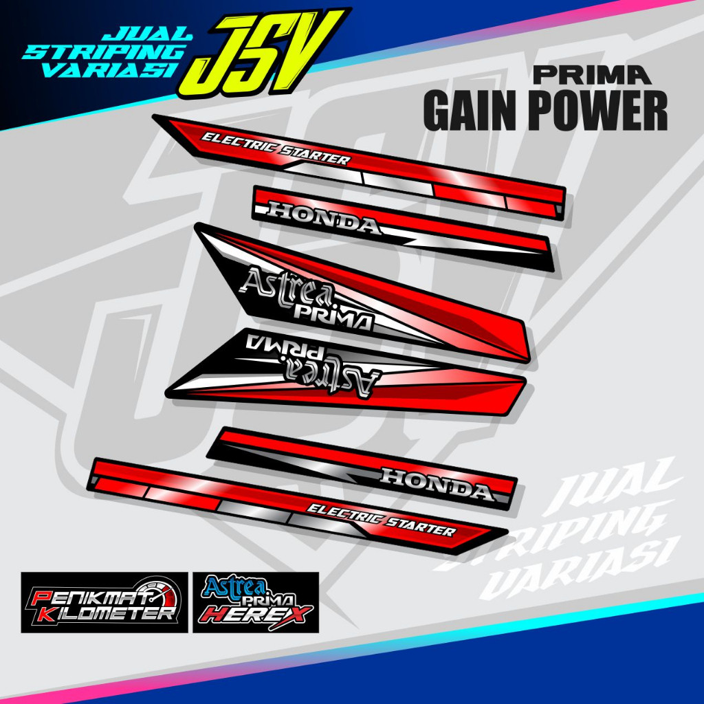 Striping Astrea Prima GAIN POWER Stiker set Astrea Prima Variasi