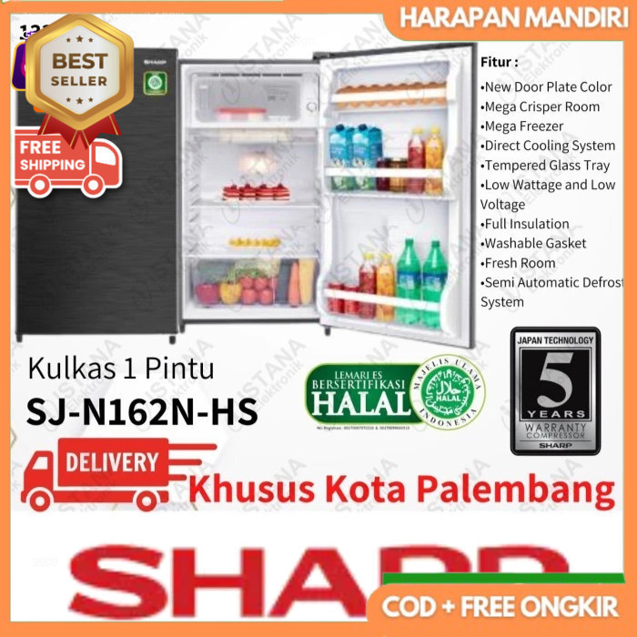 SHARP KULKAS 1 PINTU 133 LITER NEW KIREI SJ-N162N-HS SJ162