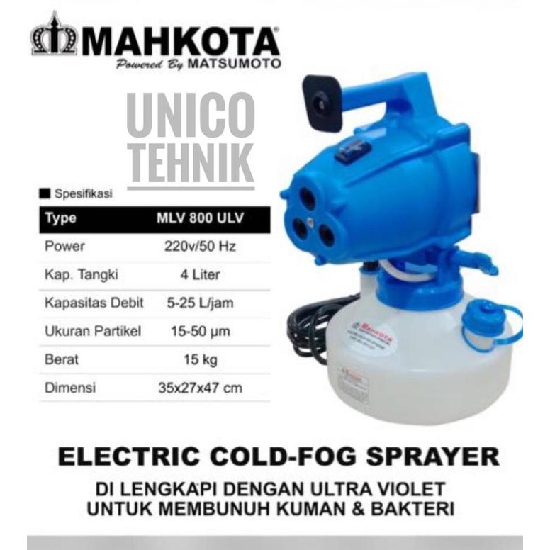 ULV Cold Fogger MAHKOTA MLV 800 / Fogging sprayer elektrik