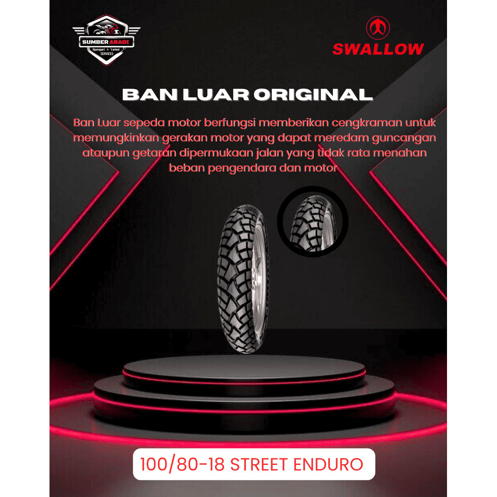 Swallow Ban Luar 100/80-18 Street Enduro Tubeless
