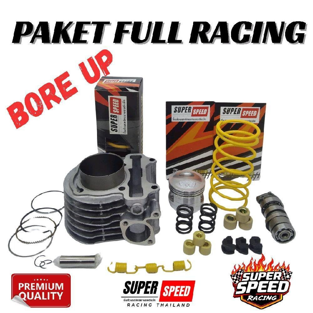 Paket Full Racing Blok Seher Bore Up Beat Karbu 53 MM Noken As Racing Perklep Percvt Perkampas Klip 